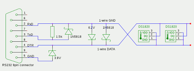 Diagram of the serial to 1-wire adapter DS9097